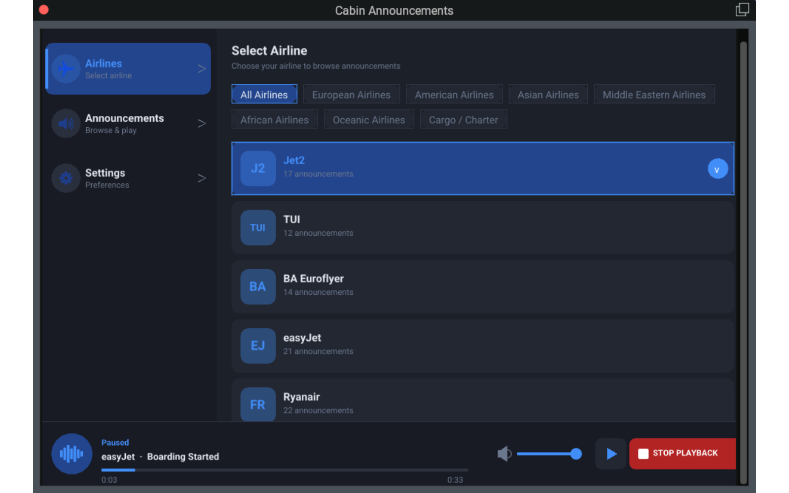 Cabin Announcements announcement browser screenshot